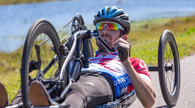 Stephen competing in his Invacare® Top End Force NRG Handcycle