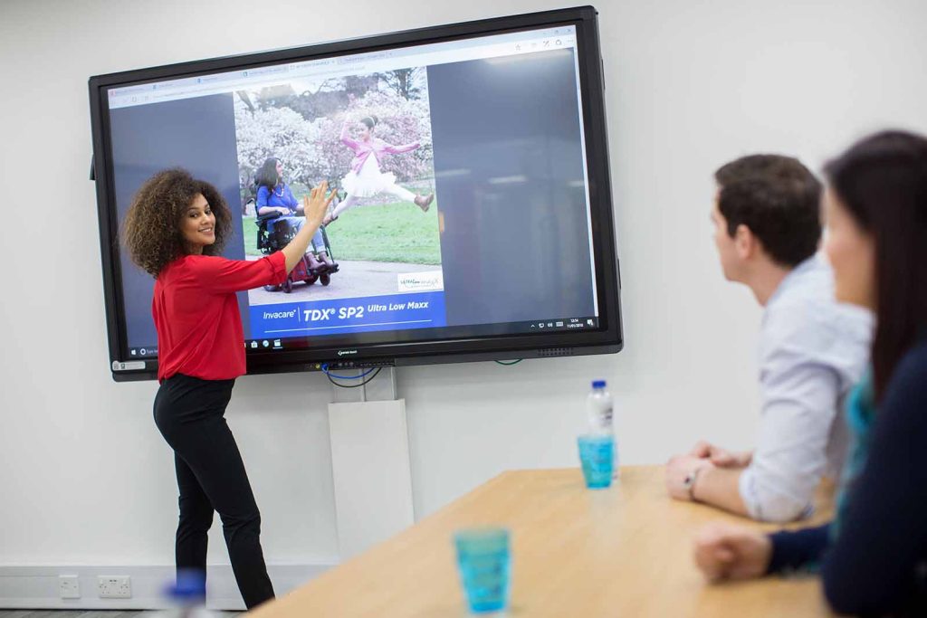 Invacare Resource Hub on the big screen in classroom